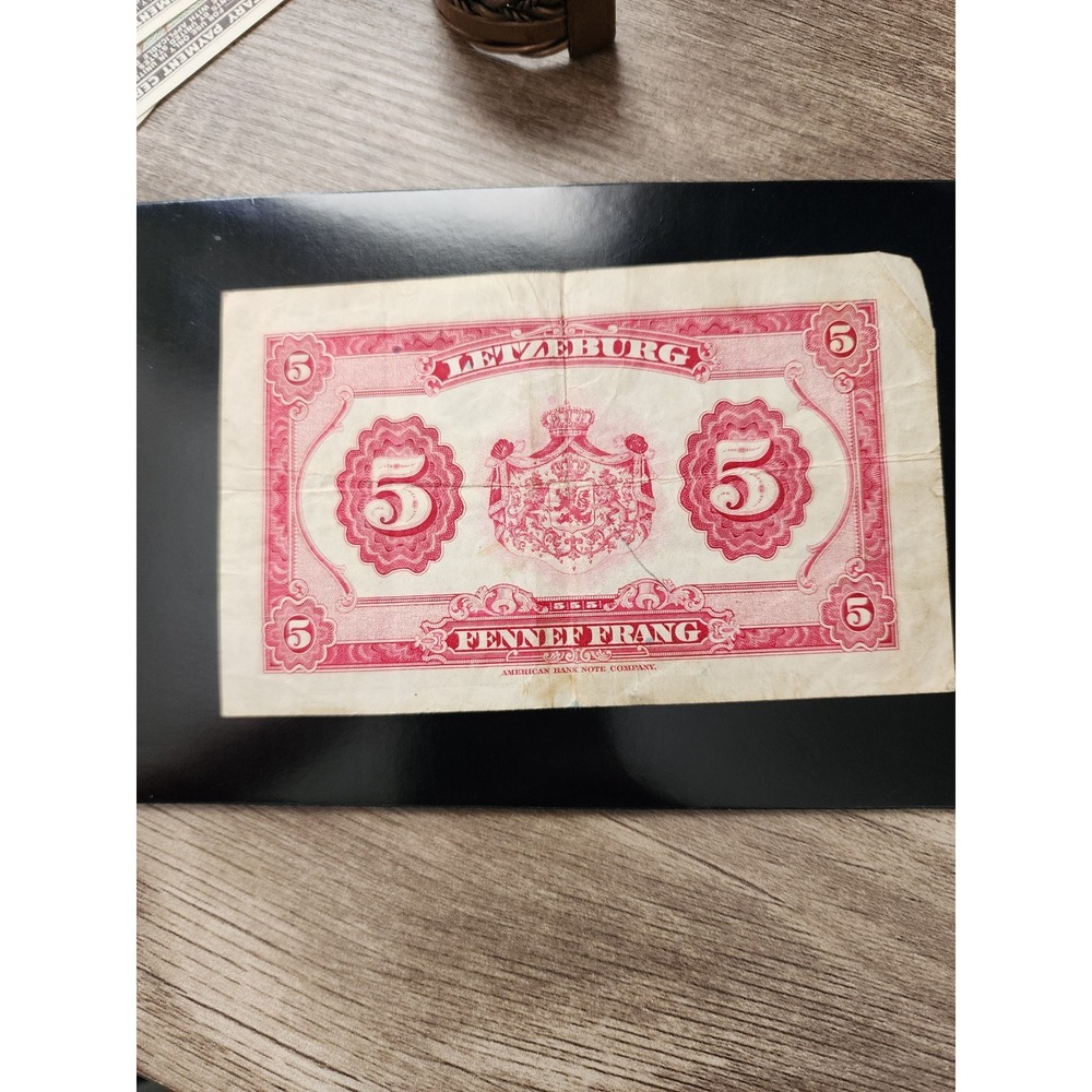 Luxembourg 5 Cinq Francs Banknote Grand Duche de Luxembourg Charlotte Note
